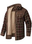 Mr.Stream Men's Cotton Plaid Fleece Lined Work Snap Casual Sherpa Flannel Shirt Jackets 3251 Coffee L