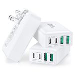 Flat USB C Charger,3Pack 40W 4-Port PD3.0 Slim Type C Fast Charging Block with Foldable Plug Double USB C&USB A Port Power Adapter for iPhone 15/15 Pro/ 15 Pro Max/15 Plus,AirPods,iPad,Galaxy