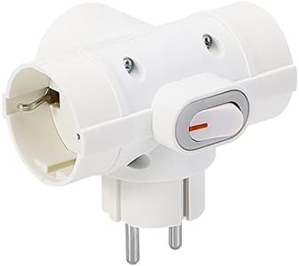 Aigostar Presa Schuko Tripla,Presa Multipla con Interruttore ed Protezione Bambini,Adattatore 3 prese universali Combinata Standard Tedesco