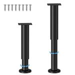 2 Pcs Adjustable Height Bed Support Legs for Bed Frame/Bed Center Slat, Metal Adjustable Furniture Legs 10-16.5 inch for Bed/Sofa/Cabinet/Couch/Dresser/Table -Heavy Bed Replacement Legs