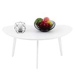 Firminana Small White Oval Coffee Table for Living Room,Mid Century Modern Coffee Table,White,18.9" D x 33.47" W x 15.75" H