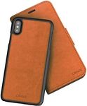 iPhone Xs Max Leather Wallet Case, Crave Vegan Leather Guard Removable Case for Apple iPhone Xs Max (6.5 Inch) - Brown