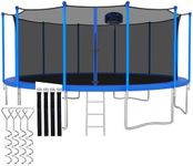 CITYLE 1200LBS 12FT Tranpoline for Adults/Kids with Safety Enclosure Net, Basketball Hoop, Ball, Wind Stakes and Ladder, Heavy Duty Outdoor Recreational Tranpolines for Family, Blue