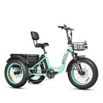 ADDMOTOR Trike Electric Tricycle for Adults, 85MI Long Range, 450 lbs,M330Ⅱ Electric Trike, 750W 48V 20Ah Removable Battery, 3 Wheel Electric Bikes for Seniors with Rear Speed Differential(Cyan)