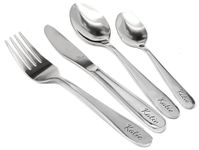 Personalised 4 Piece Child's Cutlery Set, Any Name Engraved On All 4 Pieces