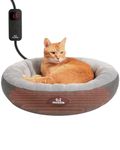 clawsable Heated Cat Bed for Small Size Cats, 20" Soft & Cozy Donut Heated Pet Bed with Time & Temp Adjustable Pet Heating Pad for Indoor Cat, Electric Bed Heater Warmer for Kitten Cat (Gray)