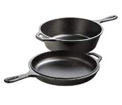 Lodge Lcc3 Cast Iron Cooker, 3.2-Quart, 1 Deep Skillet, 1 Fryer, 1 Dutch Oven, Lid (Black), 10.25 Inch