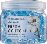 SMELLS BEGONE Odor Eliminator Gel Beads - Air Freshener - Eliminates Odor in Bathrooms, Cars, Boats, RVs & Pet Areas - Made with Essential Oils - Fresh Cotton Scent - 12 Ounce