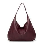 Ashioup Women's Tote Bag Vintage PU Leather Handbags for Women Hobo bags Tote Shoulder Bag with Zipper, Dark Red Coffee, One Size