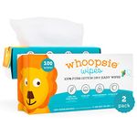 Whoopsie Wipes - 100% Pure Cotton Dry Baby Wipes - Use as Dry Wipes or Wet Wipes for Baby Sensitive Skin, Unscented - Super Soft, Strong & Absorbent (2 Pack - 200 Count)