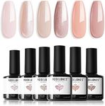 Modelones Gel Nail Polish Set, Nude 6 Colors Neutral Gel Polish Skin Tone Cashmere Pink Glitter Nail Polish Bubble Bath Collection Starter Kit Soak Off All Season Manicure DIY Salon