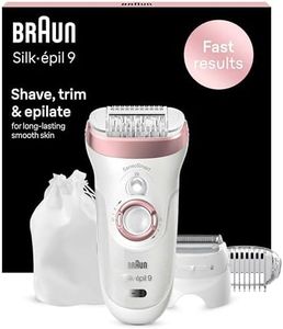 Braun Silk-épil 9 Epilator, With Shaver & Trimmer Head, Shave, Trim & Epilate For Long-Lasting Smooth Skin, Provides Smooth Skin For Weeks, 100% Waterproof, 2 Pin Bathroom Plug, 9-720, White/Pink