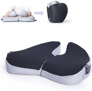 Foldable Travel Car Seat Cushion,Collapsible Memory Foam Ergonomic Coccyx Cushion for Tailbone Pain,Sciatica & Hemorrhoid,Portable Seat Pads for Airplane Seats,gaming,Desk Chair & Wheelchair (Black)