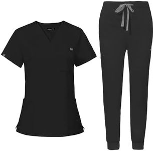 niaahinn Women's Scrub Top with Classic V-Neck & Yoga Jogger Pants Medical Nursing Uniform Set