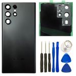 HQB-STAR Back Glass Replacement for Samsung Galaxy S23 Ultra Back Cover Glass Housing Door with Camera Lens and Pre-Installed Tapes + Tools Phantom Black