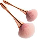 BEATURE 2 Pieces Large Mineral Powder Brushes, Soft Fluffy Makeup Brushes for Foundation, Blush and Highlighter, Professional Makeup Set for Blending, Buffing, Contour Formation (Rose Gold)