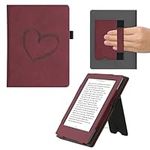 kwmobile Case Compatible with Kobo Aura H2O Edition 1 - PU Leather Faux Suede - Brushed Heart Dark Red