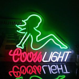 CKTBLEY Crs Light Neon Sign Beer Neon Signs for Man Cave Bar Decor Green Lady LED Neon Lights Signs Bar Neon Sign Wall Art Neon Light for Bedroom Beer Pub Man Cave Restaurant Party Decor