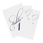 Bliss Collections Navy Blue Foil Table Numbers 1-40 Plus Head Table Card - 4x6 Double-Sided Cards for Your Wedding, Reception, Anniversary, Birthday Party or Celebration, Blue Foil Font, White Card