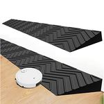 Indoor Curb Ramps Rubber Threshold Ramp Anti-Slip Wheelchair Ramp 0.4-2.8 Inch Rise Household Step Ramp for Doorways Bathroom Bike Cleaning Robot,39.4x3.9x1.2inch,Black