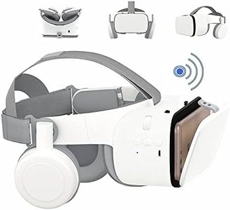 VR-Brille für Handys, Bluetooth VR Headset für iPhone/Samsung Telefon, 3D Virtual Reality Brille mit drahtloser Fernbedienung, VR Brille für Filme & Spiele Kompatibel für Android/iOS Handys (Weiß)