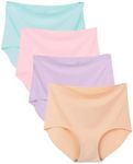 DingLu 4 Pack Women's Seamless Invisible Hipster Panties High Waist No Show Ladies Bikini Underwear,Also for Mom, 4 Colors, 5