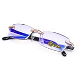 LUFF Reading Glasses Hd Anti-Blue Diamond Cut Edge Frameless Reading Glasses for Mens(+1.5)