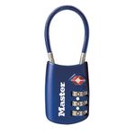 Master Lock Padlock, Set Your Own Combination TSA Accepted Cable Luggage Lock, 1-3/16 in. Wide, Blue, 4688DBLU