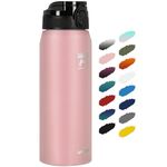 Fanhaw 24 Oz Insulated Stainless Steel Water Bottle with 1 Lid (Chug Lid) - For Kids, Women, Men | Leak & Sweat Proof with Anti-Dust Lid (Pink)