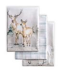 Maison d' Hermine Deer in The Woods 100% Cotton Set of 3 Multi-Purpose Kitchen Towel Soft Absorbent Dish Towels Tea Towels Bar Towels (20"x27.50")