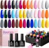 Beetles Gel Nail Polish Set - 20 Pcs Neon Nail Gel Polish Set Soak Off Uv LED Gold Sliver Glitter Nail Polish Kit Blue Pink Black White Uv for Nail Art Salon Gift for Women