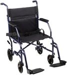 Carex Transport Wheelchair With 19 inch Seat - Folding Transport Chair with Foot Rests - Foldable Wheel Chair and Lightweight Folding Wheelchair for Storage and Travel