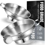 Walfos 2 Pack (4in & 5.5in) Stainless Steel Wide-Mouth Funnel with Handle for Wide and Regular Mason Jars Canning Jars, Wide-Mouth Funnels for Kitchen Use,Transferring Liquid and Dry Ingredients