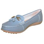 Boulevard Camilla Ladies Leather Tassle Loafers Baby Blue UK 5