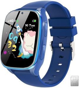 4G Kids Smartwatch Phone - Smart Cell Phone Watch for Boys Girls Ages 4-12 with Call, SOS, Parental Controls, Games, Camera, Alarm, Video, Music Children's Smart Watch (Includes SIM Card) (Navy Blue)