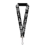 Buckle-Down Star Wars Lanyard, Star Wars Ships and Vehicles Black Grays, Elastic, Black/Grays, 44" x 1"