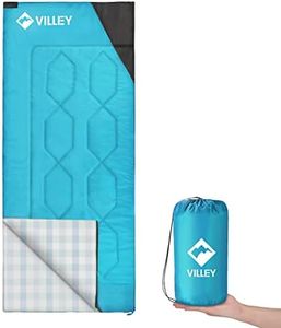 VILLEY Camping Sleeping Bag, Lightweight Backpacking Sleeping Bag with Carrying Bag for Adults & Kids, Outdoor Camping Hiking Equipment for 3 Season Warm & Cool Weather - Summer, Spring, Fall (Blue)