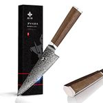 FUJUNI Chef Knife 6 inch Professional Chef Knife VG 10 Damascus Super Steel 67-Layer Razor Sharp Kiritsuke Knife with Natural Wood Handle Gift Box