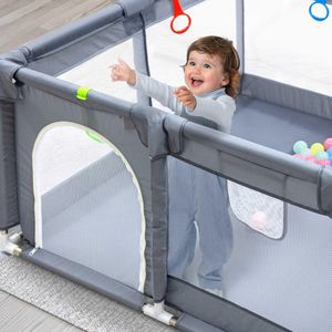Kidoola Baby Playpen, Grey 127x127cm – Safe Indoor Play Yard