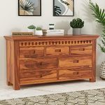 GateWay Furniture Solid Sheesham Wood Wooden Chest of Drawers with 7 Drawer Storage | Multipurpose Storage Cabinet Rack for Bedroom Home Living Room (William,Honey Finish)