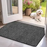 Mibao Indoor Door Mat, 20" x 31.5", Dirt Trapper Entrance Doormat, Non-Slip Low Profile Mat, Dog Door Mat, Super Absorbent Welcome Mat for Front Door, Back Door, Shoe Scraper, Black