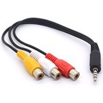 OpenII 3.5 to RCA Audio Splitter Cable, 3.5mm Mini 1/8" TRS Stereo Male to 3 RCA Female Jack Adapter Cord - 25cm