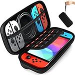 Carrying Case for Nintendo Switch and NEW Switch OLED Model(2021), iVoler Protective Portable HardShell Pouch Carrying Travel Game Bag for Switch Accessories Holds 10 Game Cartridge