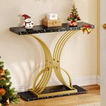 YITAHOME Gold Console Table, Modern Sofa Table for Living Room, Hallway, 40 inch Narrow Entryway Table, Faux Marble Black