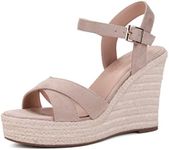 Women's Summer Dress Sandals Platform Sandals Wedge Ankle Strap Open Toe Sandals High Heels Apricot Beige Size 6.5