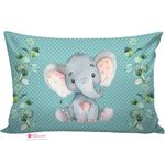 Casa Copenhgen Baby Pillow with Super Soft Imported Fabric|1 Month to 5 Year Kids Pillows|Animal & Cartoon Prints|Infant Pillow for Sleep,Neck Support-12 X 18 Inch, Cute Ellie- Microfibre, Blue