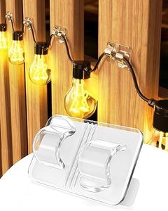 ispneay Hooks for Outdoor String Lights Clips - 30 Pack Large Clear Waterproof Outdoor Light Clips with Adhesive Strips - Outside Cable Clip Hooks for Hanging Christmas Light Decor Organizer