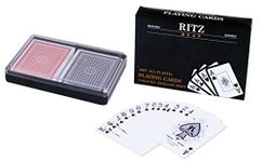 2 Decks Poker Size Ritz 100% Plastic Playing Cards Set in Plastic Case, Waterproof (Poker Size Wide Regular Index)