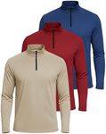 Real Essentials Mens Big and Tall King Size Quarter 1/4 Zip Pullover Long Sleeve Athletic Dry Fit Shirt Gym Running Golf Half Zip Top Workout Sweatshirts Sweater Jacket, Set 13, 4X Tall,Pack of 3