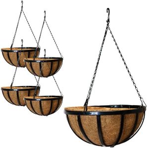 Gardman Forged Hanging Baskets, Black, 14" Dia., Pack of 5